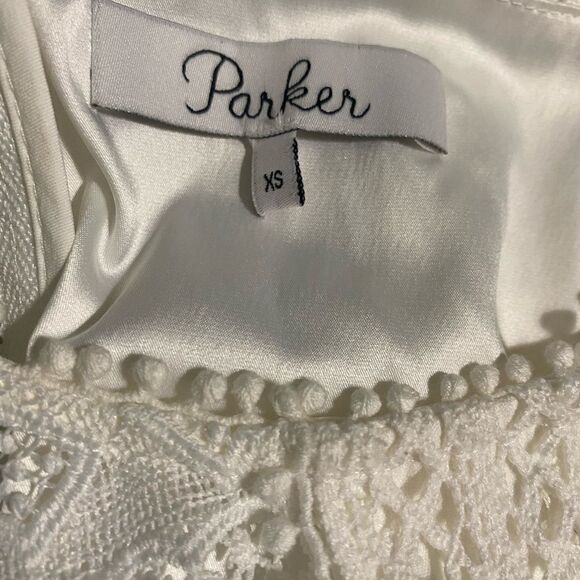 NWOT Parker Nerissa SZ XS Little White Dress Eyelet Lace Drop Waist Tiered Skirt - Picture 16 of 16